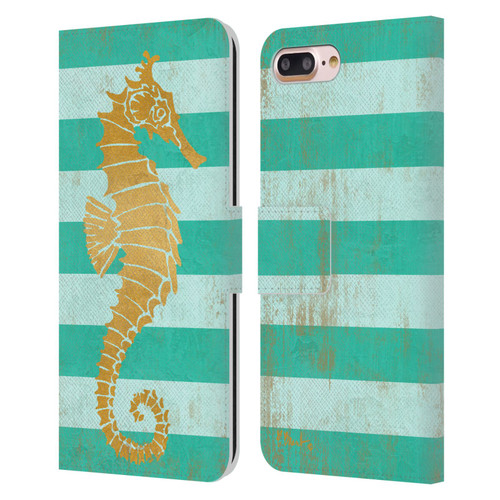 Paul Brent Coastal Gold Seahorse Leather Book Wallet Case Cover For Apple iPhone 7 Plus / iPhone 8 Plus