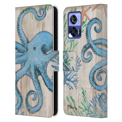 Paul Brent Coastal Sealife Leather Book Wallet Case Cover For Motorola Edge 30 Neo 5G