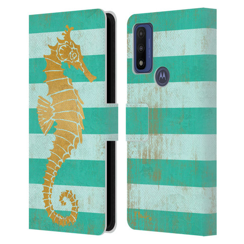 Paul Brent Coastal Gold Seahorse Leather Book Wallet Case Cover For Motorola G Pure