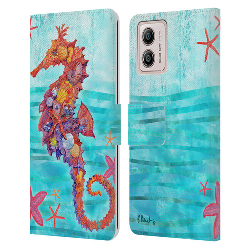 Paul Brent Coastal Seahorse Leather Book Wallet Case Cover For Motorola Moto G53 5G