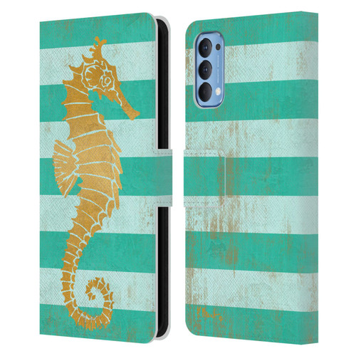 Paul Brent Coastal Gold Seahorse Leather Book Wallet Case Cover For OPPO Reno 4 5G