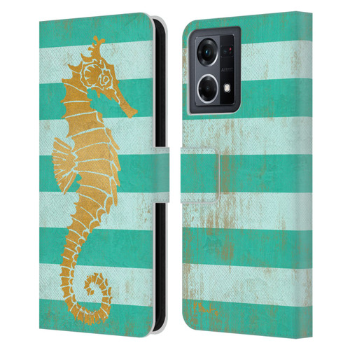 Paul Brent Coastal Gold Seahorse Leather Book Wallet Case Cover For OPPO Reno8 4G