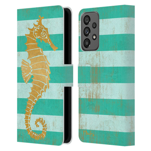 Paul Brent Coastal Gold Seahorse Leather Book Wallet Case Cover For Samsung Galaxy A73 5G (2022)