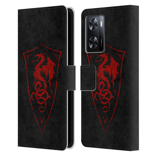 Christos Karapanos Shield Dragon Leather Book Wallet Case Cover For OPPO A57s