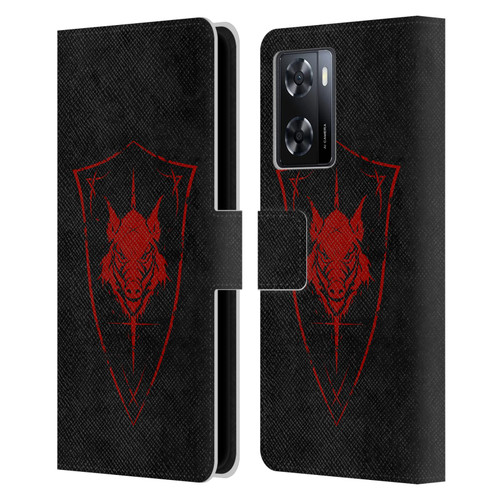 Christos Karapanos Shield Wild Boar Leather Book Wallet Case Cover For OPPO A57s