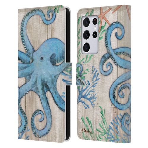 Paul Brent Coastal Sealife Leather Book Wallet Case Cover For Samsung Galaxy S21 Ultra 5G