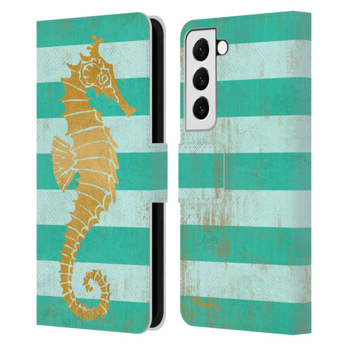 Paul Brent Coastal Gold Seahorse Leather Book Wallet Case Cover For Samsung Galaxy S22 5G