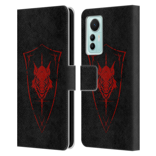 Christos Karapanos Shield Wild Boar Leather Book Wallet Case Cover For Xiaomi 12 Lite