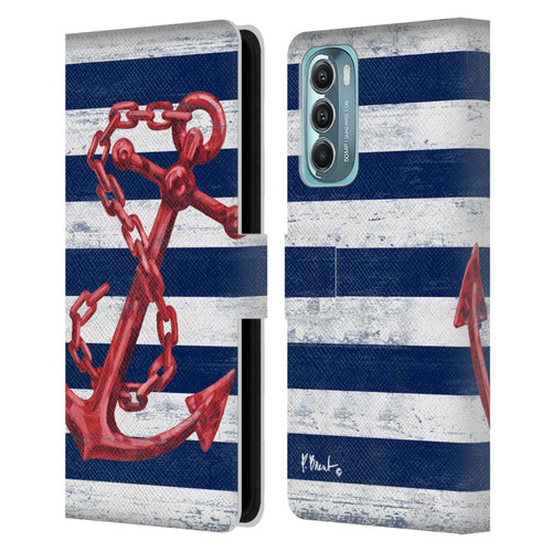 Paul Brent Nautical Westerly Anchor Red Leather Book Wallet Case Cover For Motorola Moto G Stylus 5G (2022)