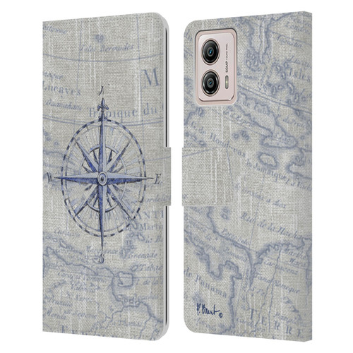 Paul Brent Nautical Vintage Compass Leather Book Wallet Case Cover For Motorola Moto G53 5G