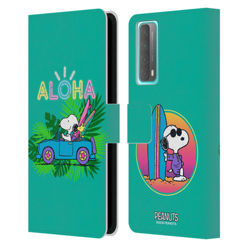 Peanuts Snoopy Aloha Disco Tropical Surf Leather Book Wallet Case Cover For Huawei P Smart (2021)