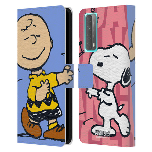 Peanuts Halfs And Laughs Snoopy & Charlie Leather Book Wallet Case Cover For Huawei P Smart (2021)