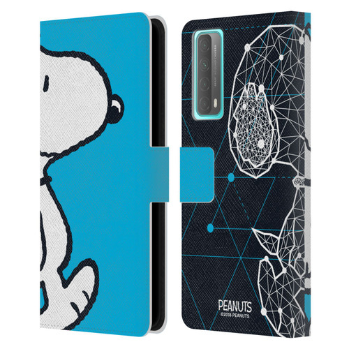 Peanuts Halfs And Laughs Snoopy Geometric Leather Book Wallet Case Cover For Huawei P Smart (2021)