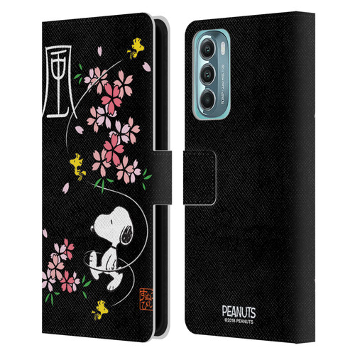 Peanuts Oriental Snoopy Cherry Blossoms Leather Book Wallet Case Cover For Motorola Moto G Stylus 5G (2022)