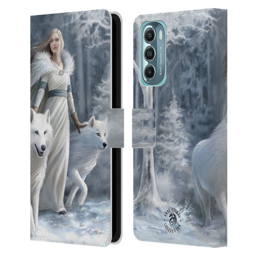 Anne Stokes Wolves Winter Guardians Leather Book Wallet Case Cover For Motorola Moto G Stylus 5G (2022)