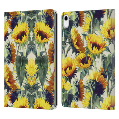 Micklyn Le Feuvre Florals Sunflowers Forever Leather Book Wallet Case Cover For Apple iPad 10.9 (2022)
