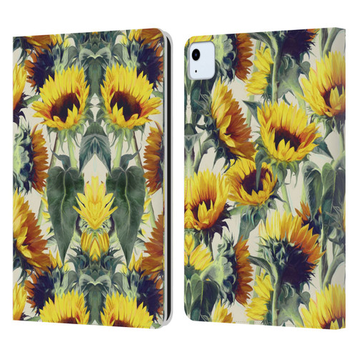 Micklyn Le Feuvre Florals Sunflowers Forever Leather Book Wallet Case Cover For Apple iPad Air 2020 / 2022