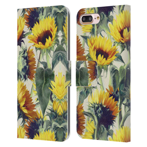 Micklyn Le Feuvre Florals Sunflowers Forever Leather Book Wallet Case Cover For Apple iPhone 7 Plus / iPhone 8 Plus