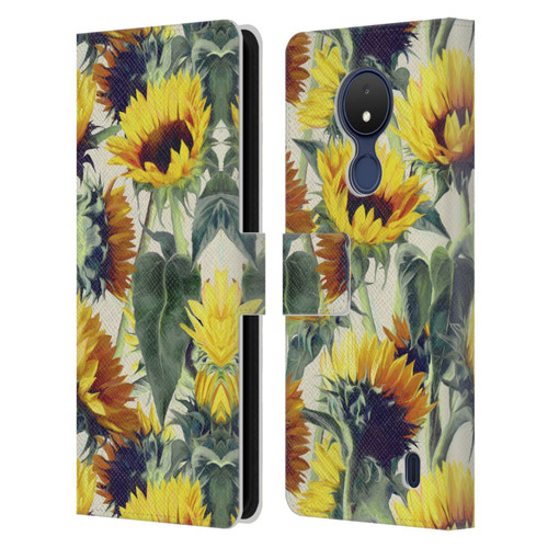 Micklyn Le Feuvre Florals Sunflowers Forever Leather Book Wallet Case Cover For Nokia C21