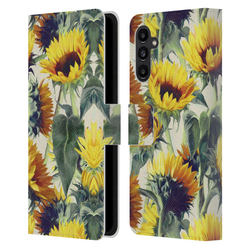 Micklyn Le Feuvre Florals Sunflowers Forever Leather Book Wallet Case Cover For Samsung Galaxy A13 5G (2021)