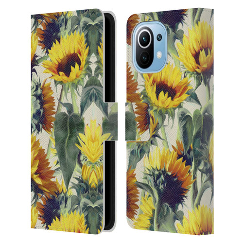 Micklyn Le Feuvre Florals Sunflowers Forever Leather Book Wallet Case Cover For Xiaomi Mi 11