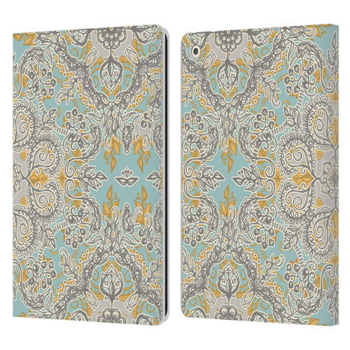 Micklyn Le Feuvre Floral Patterns Grey And Yellow Leather Book Wallet Case Cover For Apple iPad 10.2 2019/2020/2021