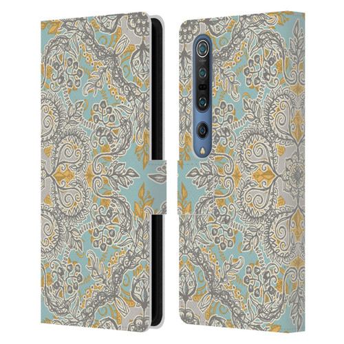 Micklyn Le Feuvre Floral Patterns Grey And Yellow Leather Book Wallet Case Cover For Xiaomi Mi 10 5G / Mi 10 Pro 5G