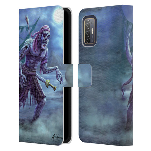 Anthony Christou Art Zombie Pirate Leather Book Wallet Case Cover For HTC Desire 21 Pro 5G