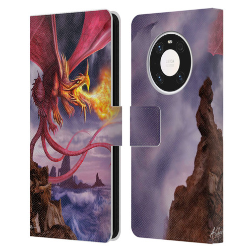 Anthony Christou Art Fire Dragon Leather Book Wallet Case Cover For Huawei Mate 40 Pro 5G