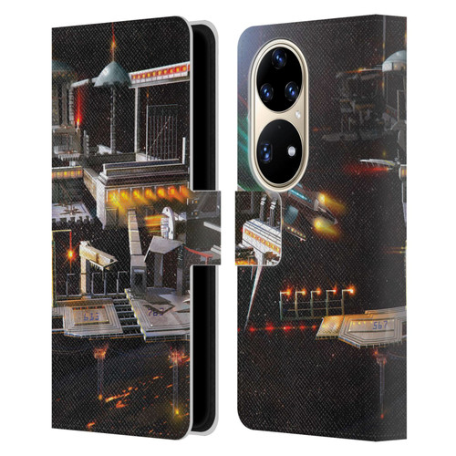 Anthony Christou Art Space Station Leather Book Wallet Case Cover For Huawei P50 Pro