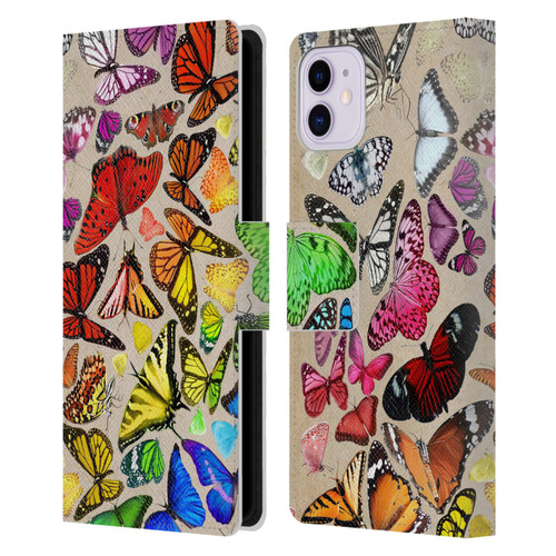 Anthony Christou Art Rainbow Butterflies Leather Book Wallet Case Cover For Apple iPhone 11