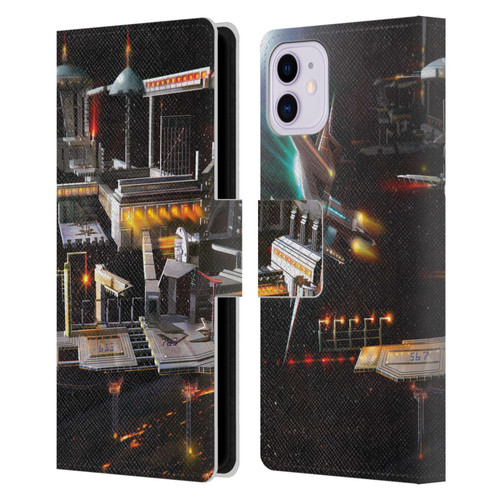 Anthony Christou Art Space Station Leather Book Wallet Case Cover For Apple iPhone 11