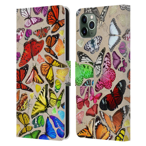 Anthony Christou Art Rainbow Butterflies Leather Book Wallet Case Cover For Apple iPhone 11 Pro Max