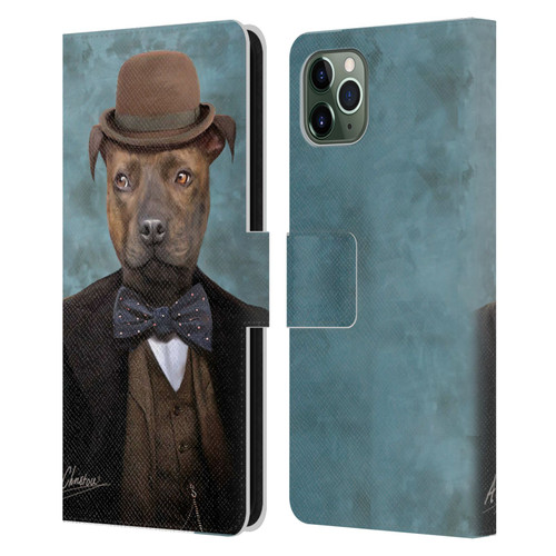 Anthony Christou Art Sir Edmund Bulldog Leather Book Wallet Case Cover For Apple iPhone 11 Pro Max