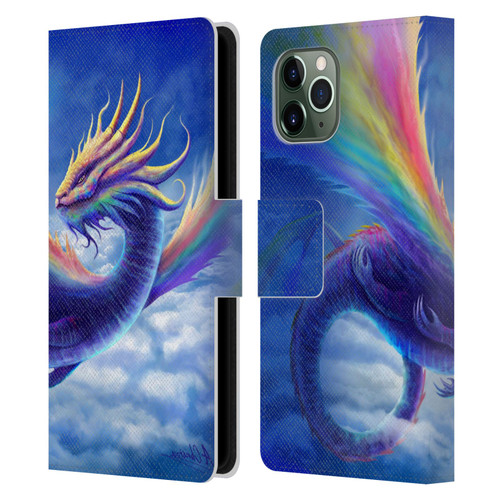 Anthony Christou Art Rainbow Dragon Leather Book Wallet Case Cover For Apple iPhone 11 Pro