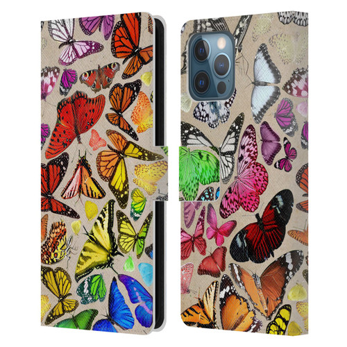 Anthony Christou Art Rainbow Butterflies Leather Book Wallet Case Cover For Apple iPhone 12 Pro Max