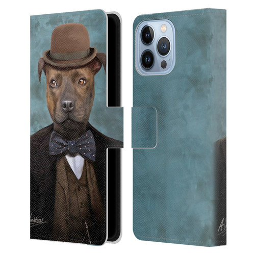 Anthony Christou Art Sir Edmund Bulldog Leather Book Wallet Case Cover For Apple iPhone 13 Pro Max