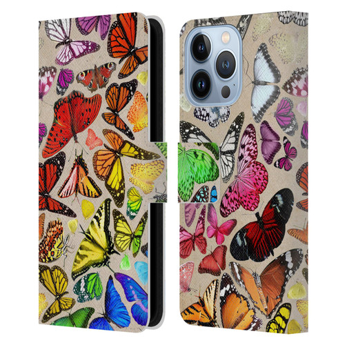 Anthony Christou Art Rainbow Butterflies Leather Book Wallet Case Cover For Apple iPhone 13 Pro