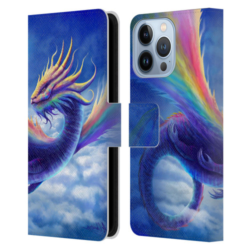 Anthony Christou Art Rainbow Dragon Leather Book Wallet Case Cover For Apple iPhone 13 Pro