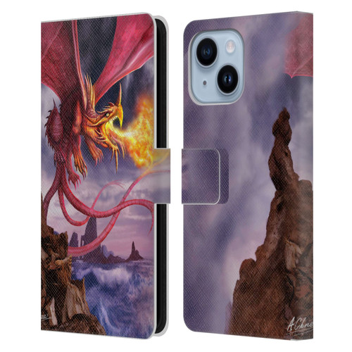 Anthony Christou Art Fire Dragon Leather Book Wallet Case Cover For Apple iPhone 14 Plus