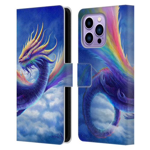 Anthony Christou Art Rainbow Dragon Leather Book Wallet Case Cover For Apple iPhone 14 Pro Max