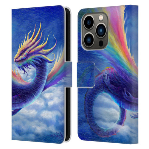 Anthony Christou Art Rainbow Dragon Leather Book Wallet Case Cover For Apple iPhone 14 Pro