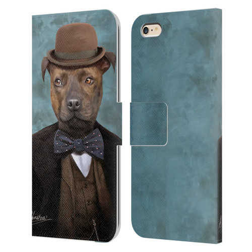 Anthony Christou Art Sir Edmund Bulldog Leather Book Wallet Case Cover For Apple iPhone 6 Plus / iPhone 6s Plus
