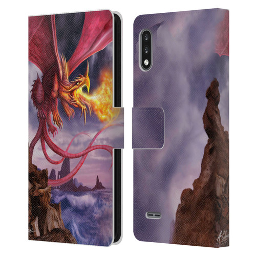 Anthony Christou Art Fire Dragon Leather Book Wallet Case Cover For LG K22