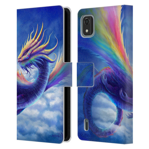 Anthony Christou Art Rainbow Dragon Leather Book Wallet Case Cover For Nokia C2 2nd Edition