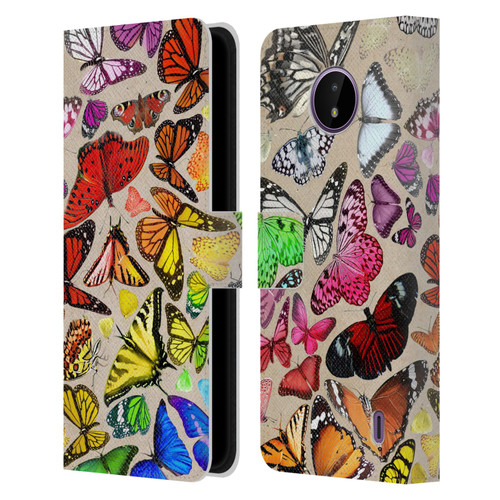 Anthony Christou Art Rainbow Butterflies Leather Book Wallet Case Cover For Nokia C10 / C20