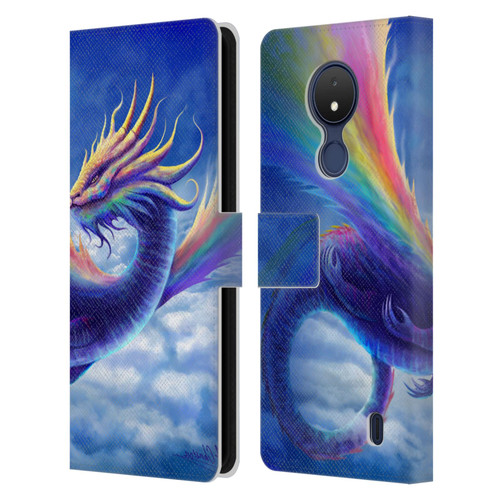 Anthony Christou Art Rainbow Dragon Leather Book Wallet Case Cover For Nokia C21