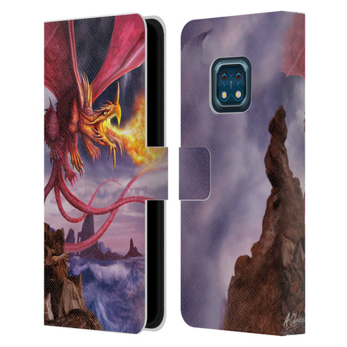 Anthony Christou Art Fire Dragon Leather Book Wallet Case Cover For Nokia XR20