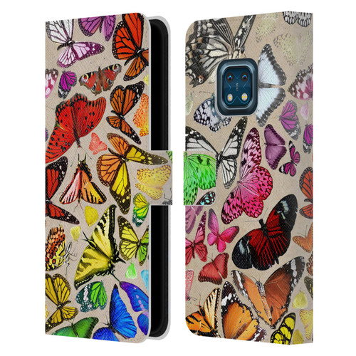 Anthony Christou Art Rainbow Butterflies Leather Book Wallet Case Cover For Nokia XR20