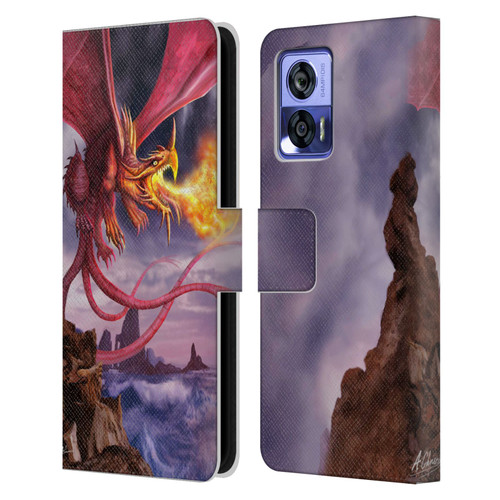 Anthony Christou Art Fire Dragon Leather Book Wallet Case Cover For Motorola Edge 30 Neo 5G